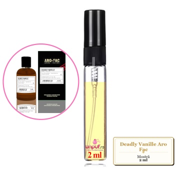 Mostra fiola din Deadly Vanille Aro Fac, decant sticla cu pulverizator