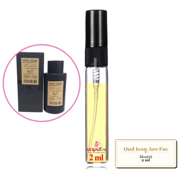 Mostra fiola din Oud Icon Aro Fac, decant sticla cu pulverizator