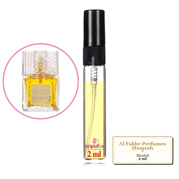 Mostra fiola din Parfumul Al Fakhr Perfumes Humrah, decant sticla cu pulverizator