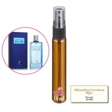 Mostra fiola din Parfumul Alhambra Cerulean Blue, decant sticla cu pulverizator