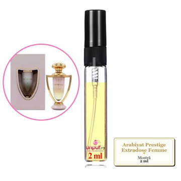 Mostra fiola din Parfumul Arabiyat Prestige Extradose Femme, decant sticla cu pulverizator