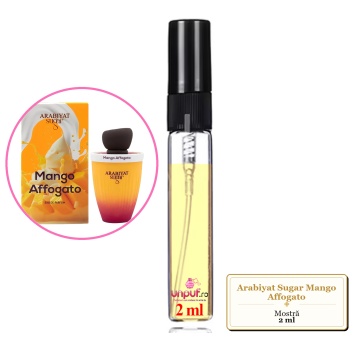 Mostra fiola din Parfumul Arabiyat Sugar Mango Affogato, decant sticla cu pulverizator