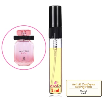 Mostra fiola din Parfumul Ard Al Zaafaran Secret Pink, decant sticla cu pulverizator