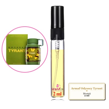 Mostra fiola din Parfumul Armaf Odyssey Tyrant, decant sticla cu pulverizator
