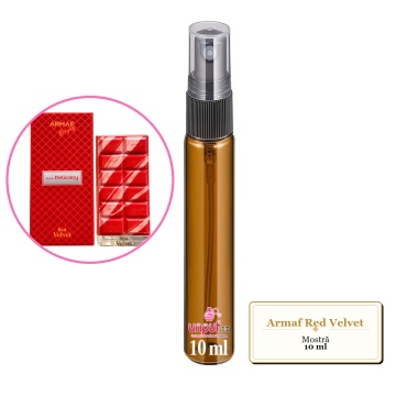 Mostra fiola din Parfumul Armaf Red Velvet, decant sticla cu pulverizator
