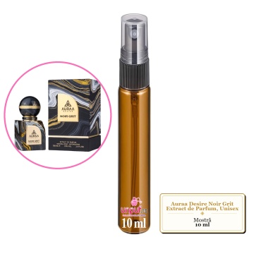 Mostra fiola din Parfumul Auraa Desire Noir Grit Extract de Parfum, Unisex, decant sticla cu pulverizator