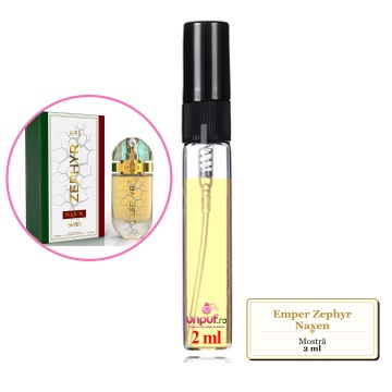 Mostra fiola din Parfumul Emper Zephyr Naxen, decant sticla cu pulverizator
