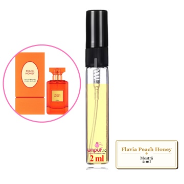 Mostra fiola din Parfumul Flavia Peach Honey, decant sticla cu pulverizator