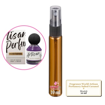 Mostra fiola din Parfumul Fragrance World Artisan Perfumery Salted Caramel, decant sticla cu pulverizator
