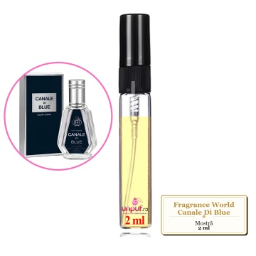 Mostra fiola din Parfumul Fragrance World Canale Di Blue, decant sticla cu pulverizator - Img 1
