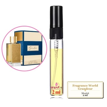 Mostra fiola din Parfumul Fragrance World Grandeur, decant sticla cu pulverizator - Img 2