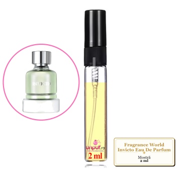 Mostra fiola din Parfumul Fragrance World Invicto Eau De Parfum, decant sticla cu pulverizator