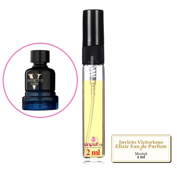 Mostra fiola din Parfumul Fragrance World Invicto Victorious Elixir Eau de Parfum, decant sticla cu pulverizator