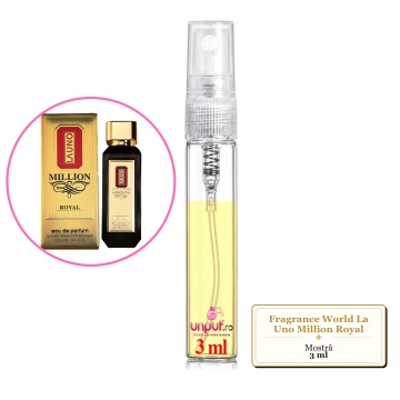 Mostra fiola din Parfumul Fragrance World La Uno Million Royal, decant sticla cu pulverizator - Img 3