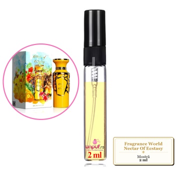 Mostra fiola din Parfumul Fragrance World Nectar Of Ecstasy, decant sticla cu pulverizator
