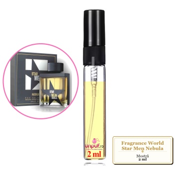 Mostra fiola din Parfumul Fragrance World Star Men Nebula, decant sticla cu pulverizator