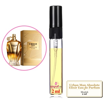 Mostra fiola din Parfumul Fragrance World Urban Man Absolute Elixir Eau de Parfum, decant sticla cu pulverizator