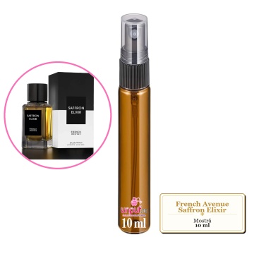 Mostra fiola din Parfumul French Avenue Saffron Elixir, decant sticla cu pulverizator