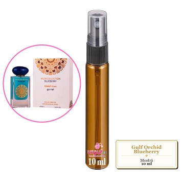 Mostra fiola din Parfumul Gulf Orchid Blueberry, decant sticla cu pulverizator