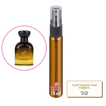 Mostra fiola din Parfumul Gulf Orchid Oud Edition, decant sticla cu pulverizator