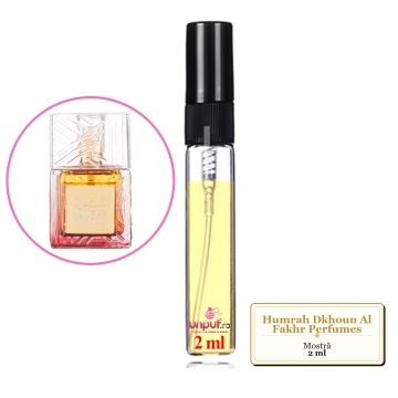 Mostra fiola din Parfumul Humrah Dkhoun Al Fakhr Perfumes, unisex, decant sticla cu pulverizator