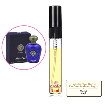 Mostra fiola din Parfumul Lattafa Blue Oud – Parfum Arabesc Angro, decant sticla cu pulverizator