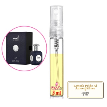 Mostra fiola din Parfumul Lattafa Pride Al Ameed Silver, decant sticla cu pulverizator - Img 3