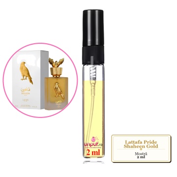 Mostra fiola din Parfumul Lattafa Pride Shaheen Gold, decant sticla cu pulverizator