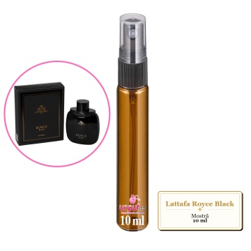 Mostra fiola din Parfumul Lattafa Royce Black, decant sticla cu pulverizator