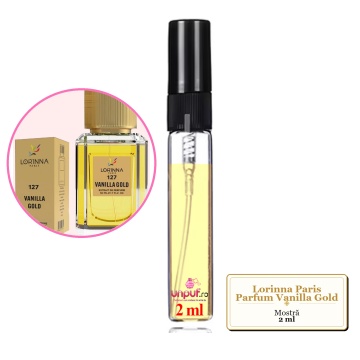 Mostra fiola din Parfumul Lorinna Paris Vanilla Gold, decant sticla cu pulverizator