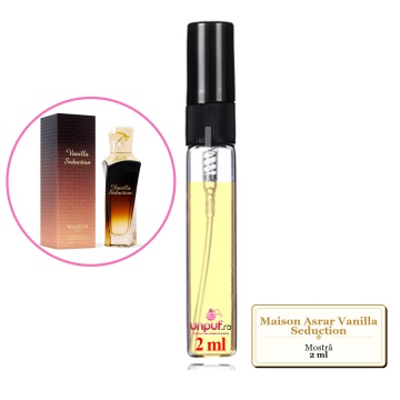 Mostra fiola din Parfumul Maison Asrar Vanilla Seduction, decant sticla cu pulverizator