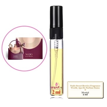 Mostra fiola din Parfumul Nudo Sweet Berries Fragrance World, Apa De Parfum Dama, decant sticla cu pulverizator
