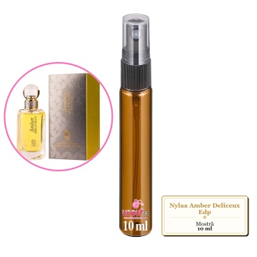 Mostra fiola din Parfumul Nylaa Amber Deliceux Edp, decant sticla cu pulverizator - Img 3