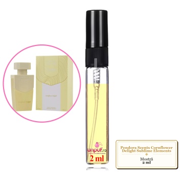 Mostra fiola din Parfumul Pendora Scents Cornflower Delight Sublime Elements, decant sticla cu pulverizator