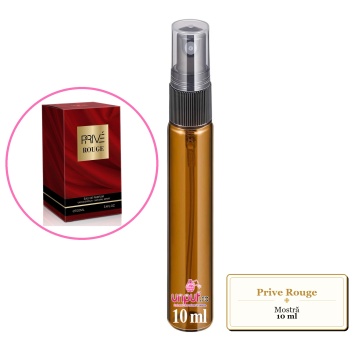 Mostra fiola din Parfumul Prive Rouge, decant sticla cu pulverizator