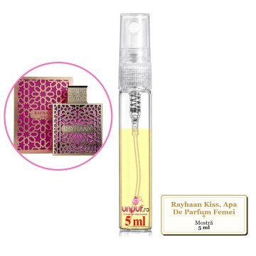 Mostra fiola din Parfumul Rayhaan Kiss, Apa De Parfum Femei, decant sticla cu pulverizator - Img 3