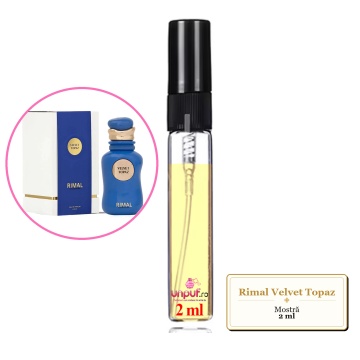 Mostra fiola din Parfumul Rimal Velvet Topaz, decant sticla cu pulverizator
