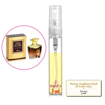 Mostra fiola din Parfumul Swiss Arabian Oud Al Lail 1190, decant sticla cu pulverizator - Img 3