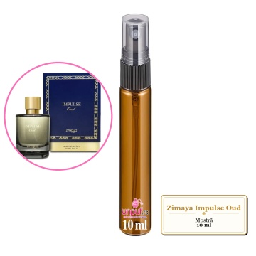 Mostra fiola din Parfumul Zimaya Impulse Oud, decant sticla cu pulverizator