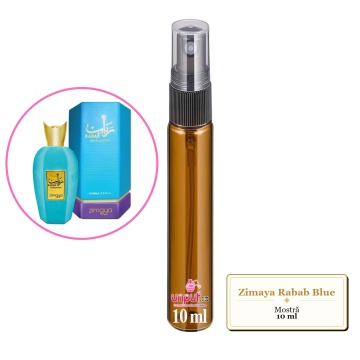 Mostra fiola din Parfumul Zimaya Rabab Blue, decant sticla cu pulverizator