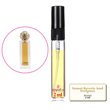 Mostra fiola din Sunset Reverie Amd Perfumes, decant sticla cu pulverizator