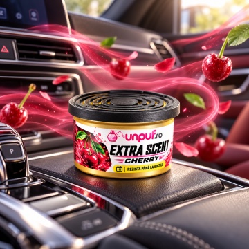 Odorizant Auto Unpuf Extra Scent Cherry, Parfum Auto cu Aromă de Cireșe, Intensitate Reglabilă, Până la 60 Zile, 40g - Img 3