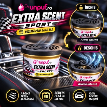 Odorizant Auto Unpuf Extra Scent Sport, Parfum Auto Fresh, Intensitate Reglabilă, Până la 60 Zile, 40g - Img 6