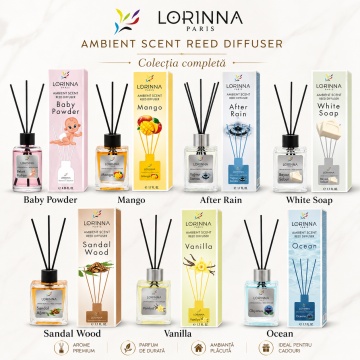 Odorizant de camera cu betisoare Lorinna Paris Ambient Scent Reed Diffuser, Vanilya, aroma dulce si catifelata, pentru living, dormitor, baie si hol, 50 ml - Img 6