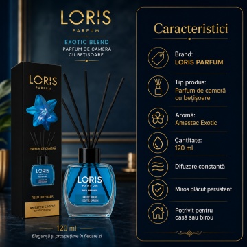 Odorizant de Cameră cu Bețișoare Parfumate Loris Parfum Amestec Exotic, 120 ml, Esență Exotic Blend, Miros Plăcut și Persistent - Img 5