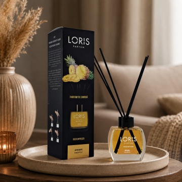 Odorizant de Cameră cu Bețișoare Parfumate Loris Parfum Ananas, 120 ml, Esență Tropicală, Miros Plăcut și Persistent - Img 3