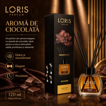 Odorizant de Cameră cu Bețișoare Parfumate Loris Parfum Chocolate, 120 ml, Esență Ciocolată, Miros Plăcut și Persistent - Img 5
