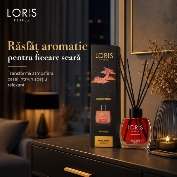 Odorizant de Cameră cu Bețișoare Parfumate Loris Parfum Miezul Nopții, 120 ml, Esență Elegantă Midnight, Miros Plăcut și Persistent - Img 6