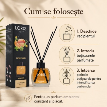 Odorizant de Cameră cu Bețișoare Parfumate Loris Parfum Pepene Galben, 120 ml, Esență Fructată, Miros Plăcut și Persistent - Img 5
