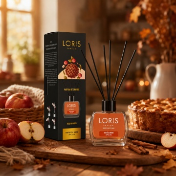 Odorizant de Cameră cu Bețișoare Parfumate Loris Parfum Tartă cu Mere, 120 ml, Esență Apple Pie, Miros Cald și Persistent - Img 2